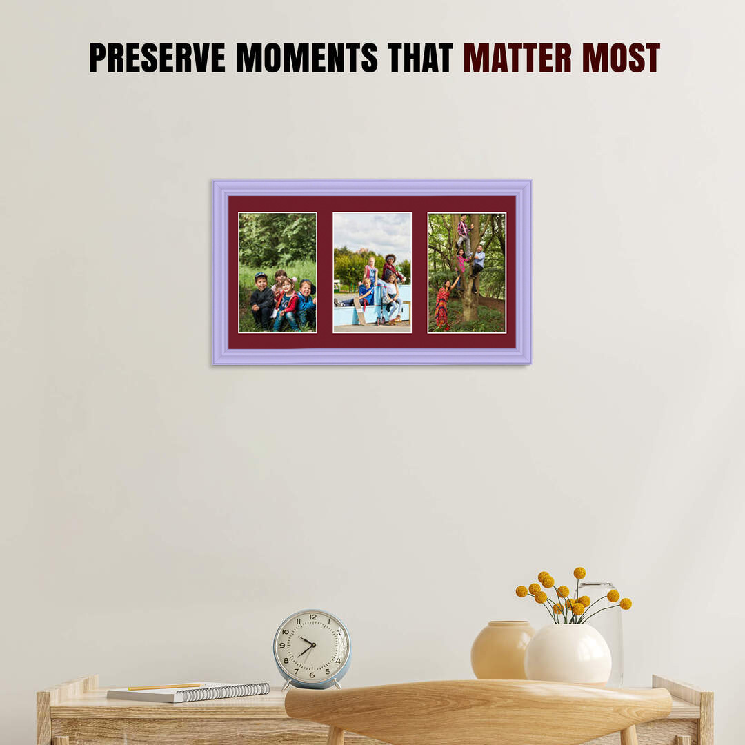 40x20cm Purple Classic Multi Aperture Photo Frame - Fits 6x4" (x3) Photos | Collage Frame thumbnail 2