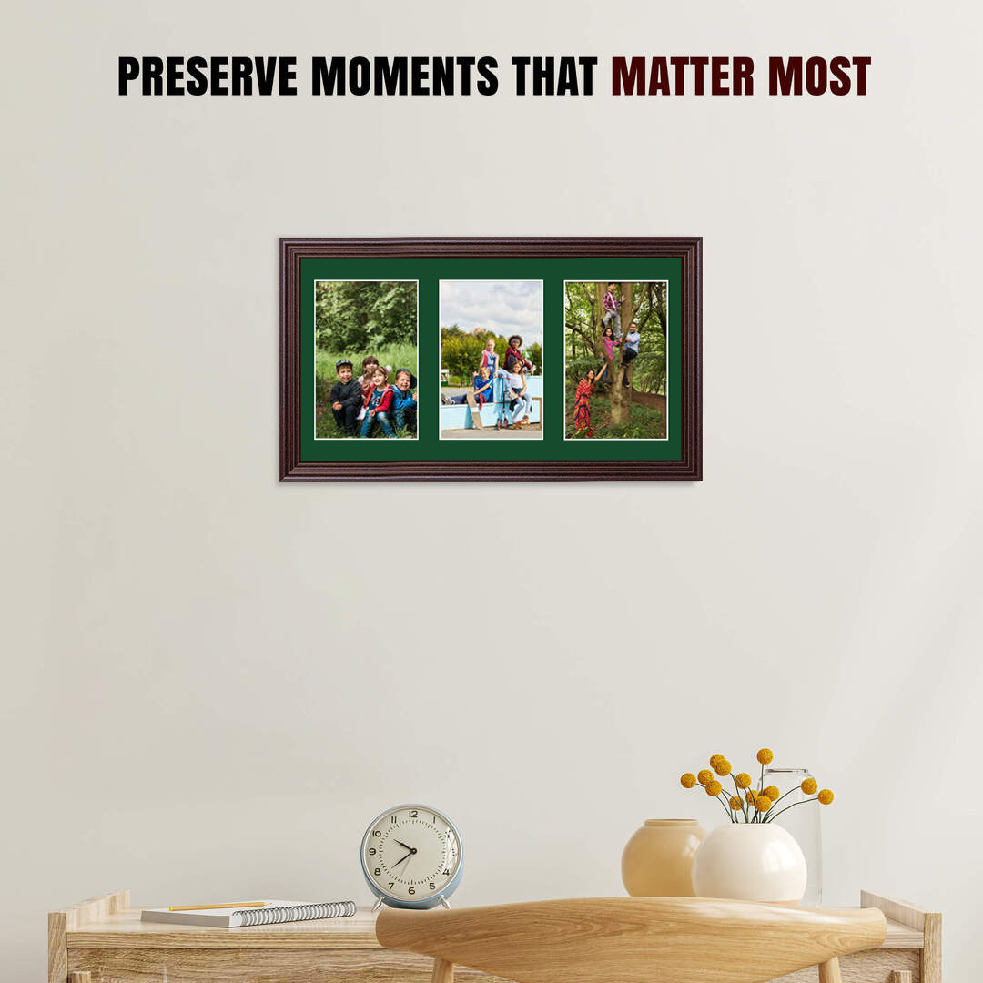 40x20cm Classic Rose Wood Multi Aperture Photo Frame - Fits 6x4" (x3) Photos | Collage Frame thumbnail 2
