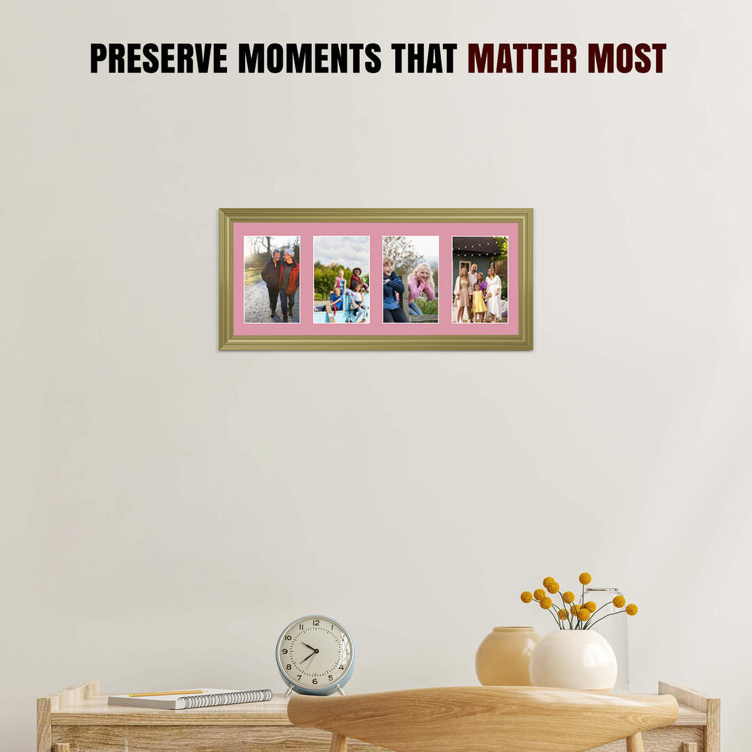 50x20cm Classic Gold Multi Aperture Photo Frame - Fits 6x4" (x4) Photos | Collage Frame thumbnail 2