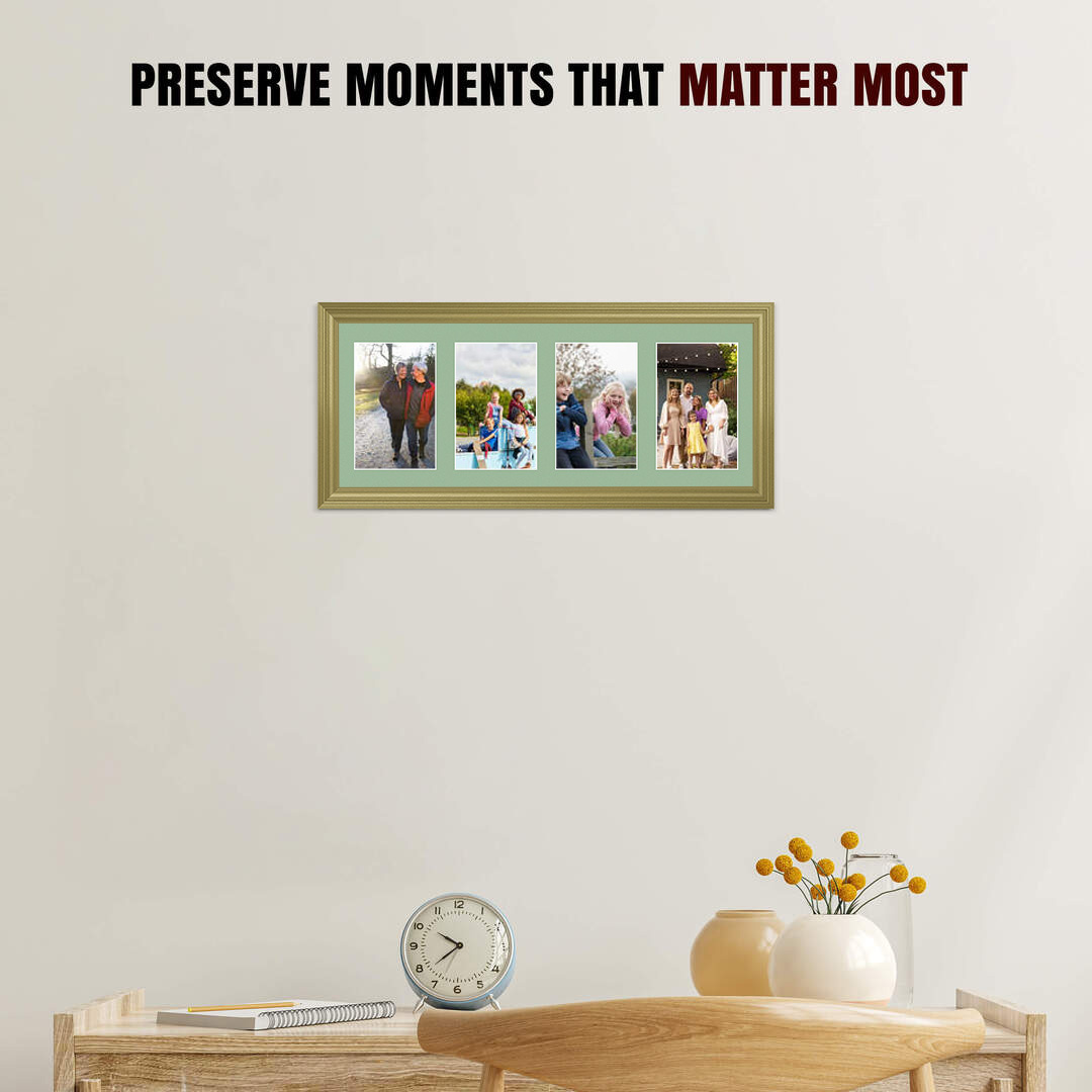 50x20cm Classic Gold Multi Aperture Photo Frame - Fits 6x4" (x4) Photos | Collage Frame thumbnail 2