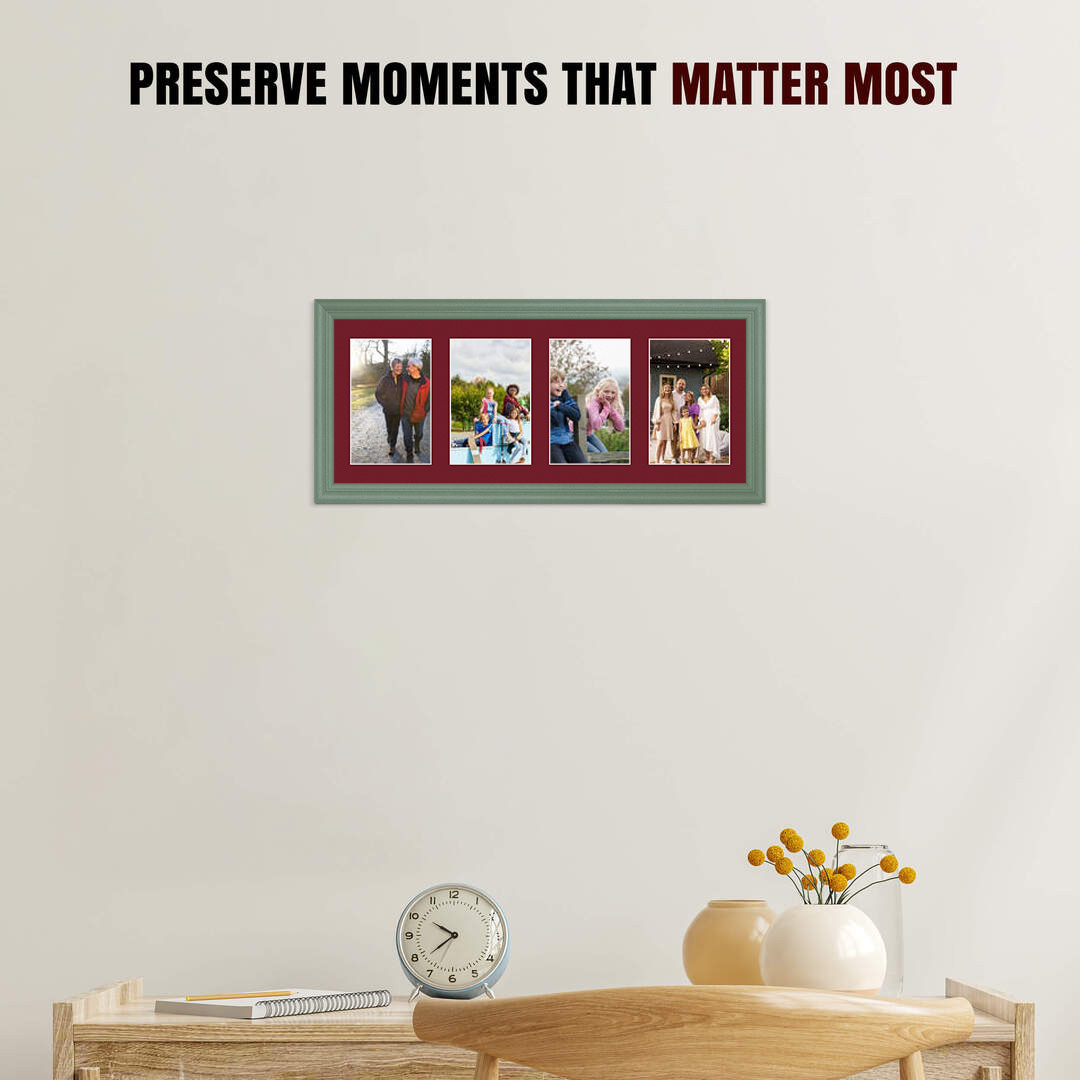 50x20cm Classic Green Multi Aperture Photo Frame - Fits 6x4" (x4) Photos | Collage Frame thumbnail 2