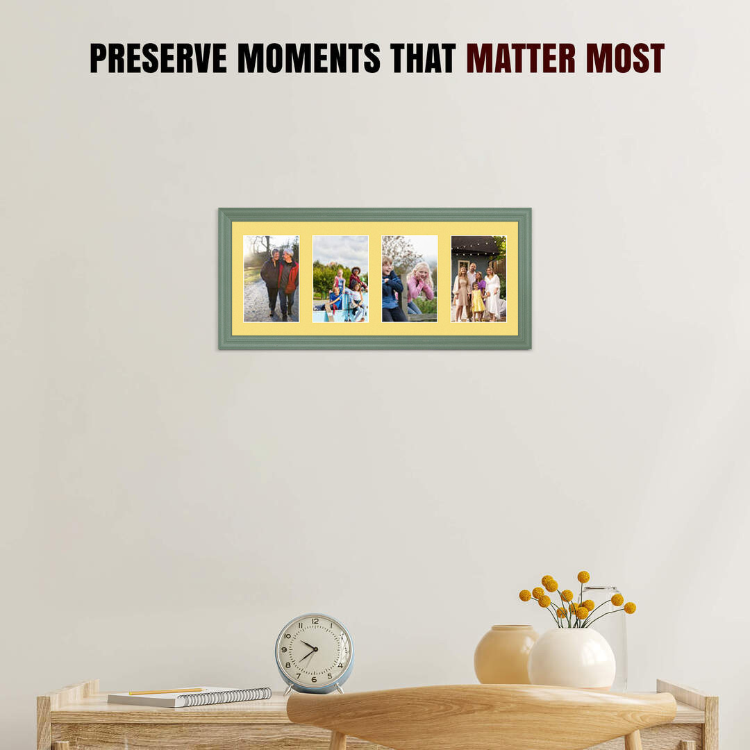 50x20cm Classic Green Multi Aperture Photo Frame - Fits 6x4" (x4) Photos | Collage Frame thumbnail 2