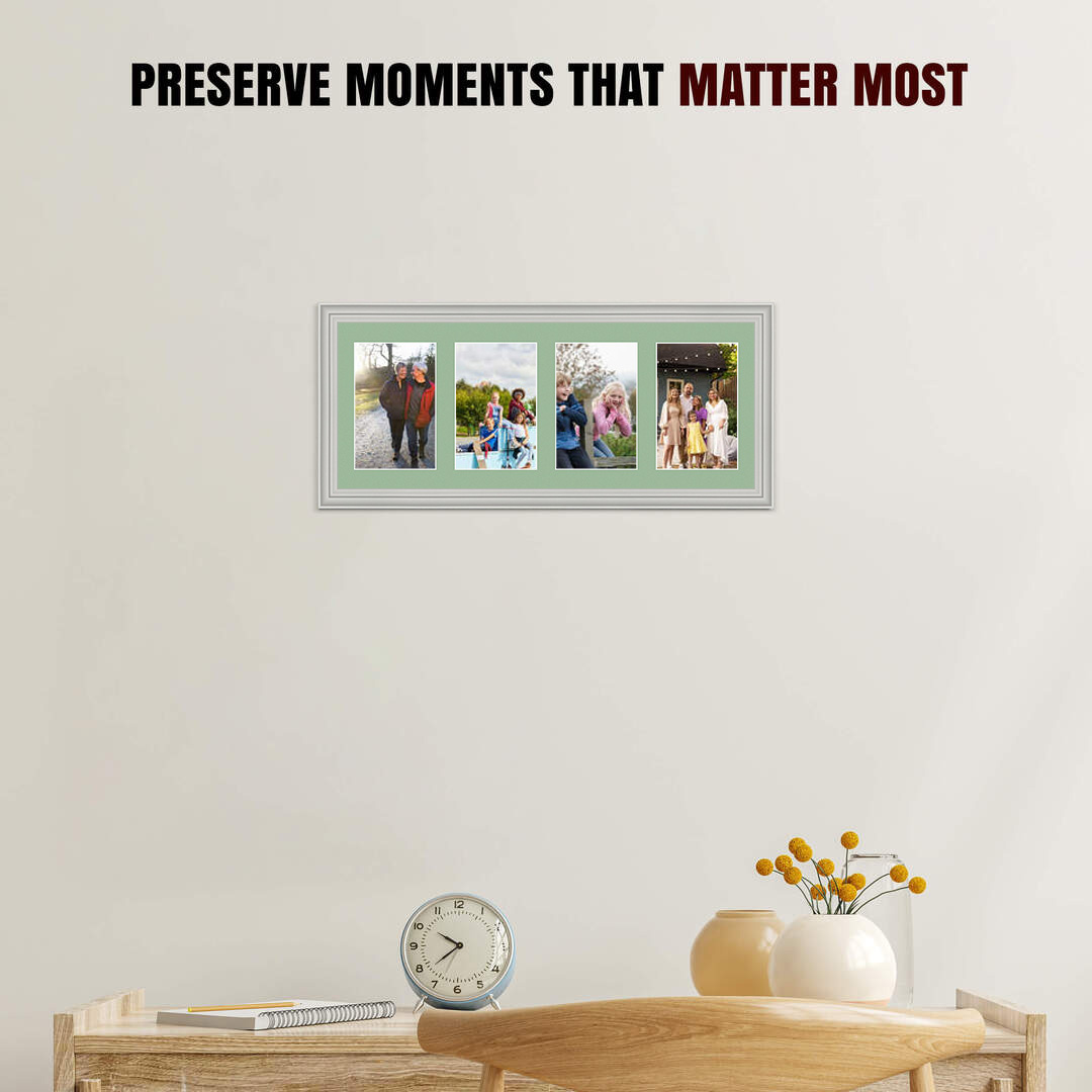 50x20cm Light Grey Classic Multi Aperture Photo Frame - Fits 6x4" (x4) Photos | Collage Frame thumbnail 2