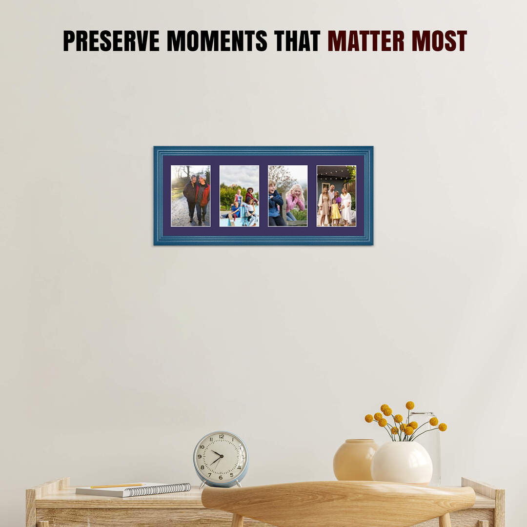50x20cm Classic Navy Blue Multi Aperture Photo Frame - Fits 6x4" (x4) Photos | Collage Frame thumbnail 2