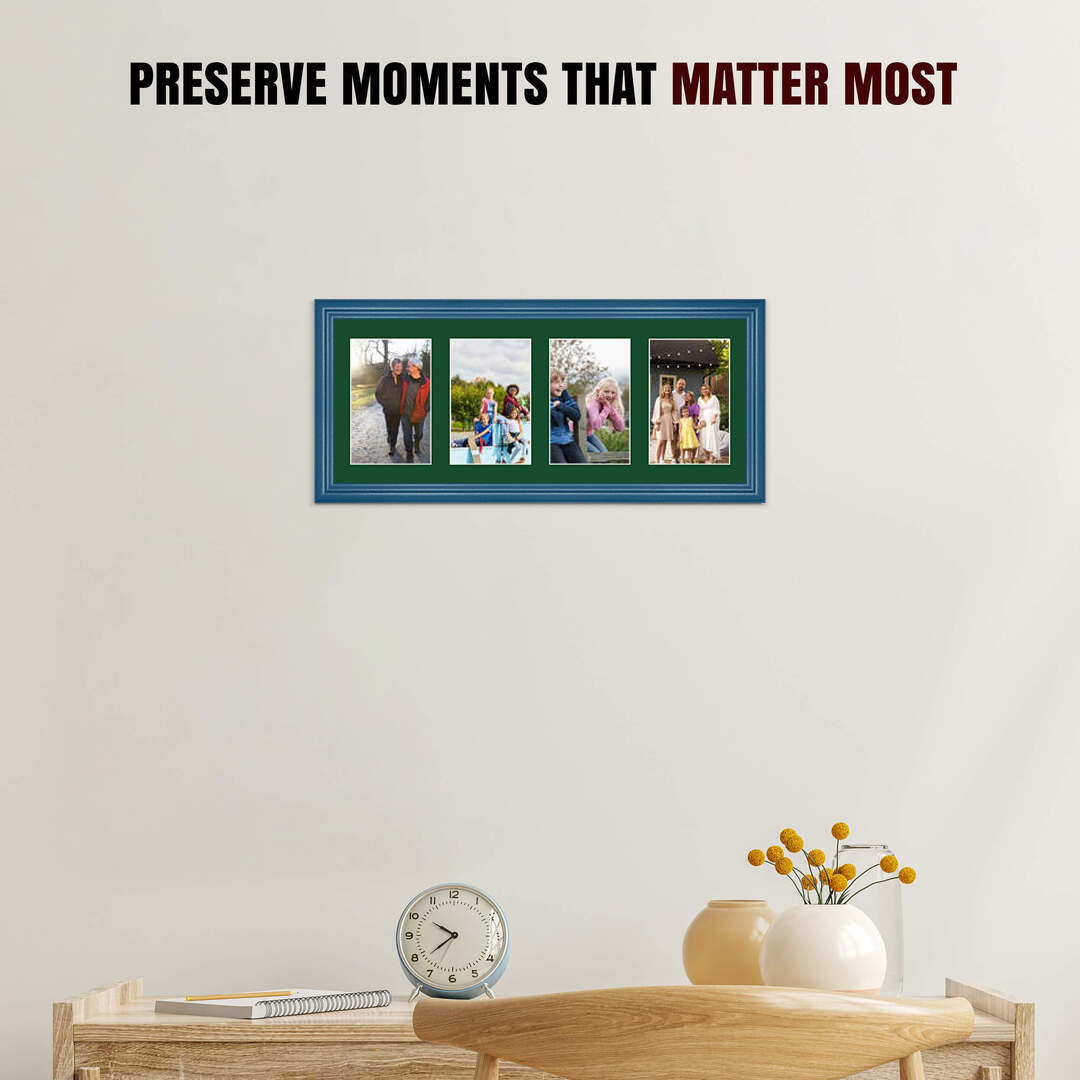 50x20cm Navy Blue Classic Multi Aperture Photo Frame - Fits 6x4" (x4) Photos | Collage Frame thumbnail 2
