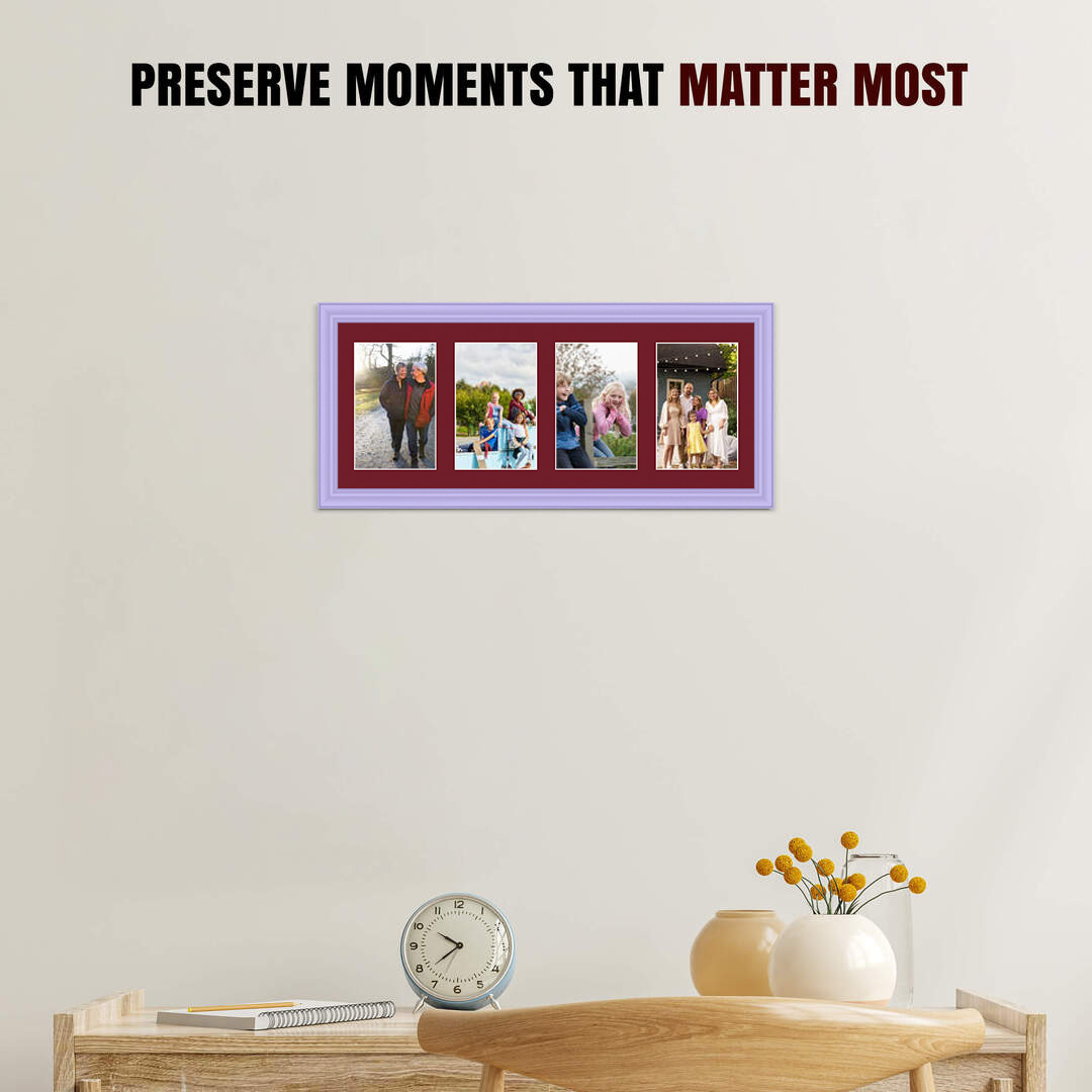 50x20cm Purple Classic Multi Aperture Photo Frame - Fits 6x4" (x4) Photos | Collage Frame thumbnail 2