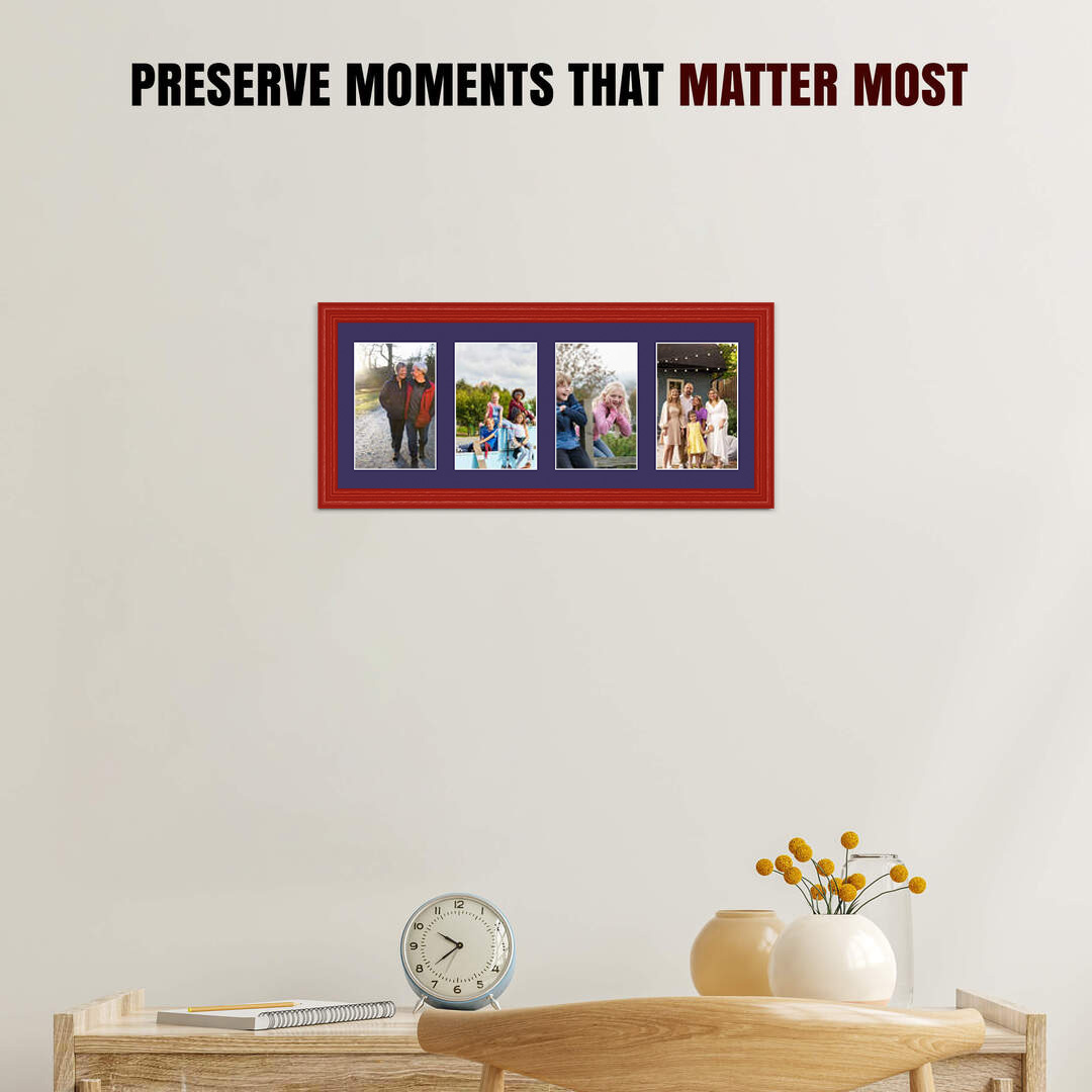 50x20cm Red Classic Multi Aperture Photo Frame - Fits 6x4" (x4) Photos | Collage Frame thumbnail 2