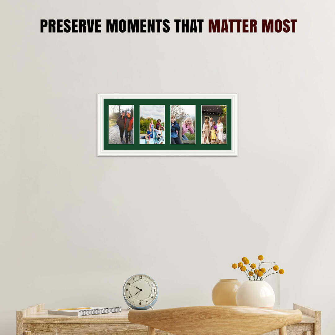 50x20cm White Classic Multi Aperture Photo Frame - Fits 6x4" (x4) Photos | Collage Frame thumbnail 2