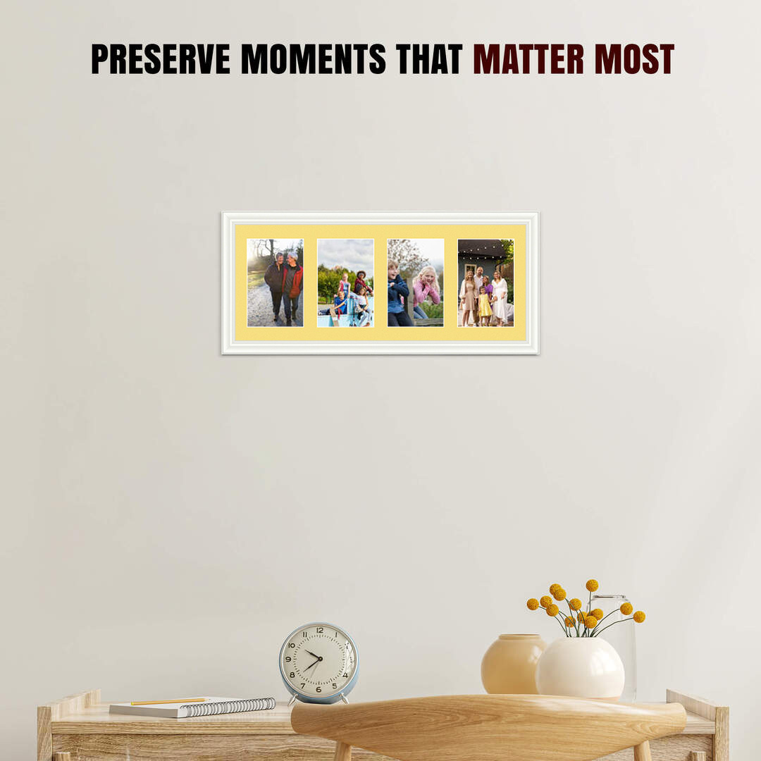 50x20cm White Classic Multi Aperture Photo Frame - Fits 6x4" (x4) Photos | Collage Frame thumbnail 2