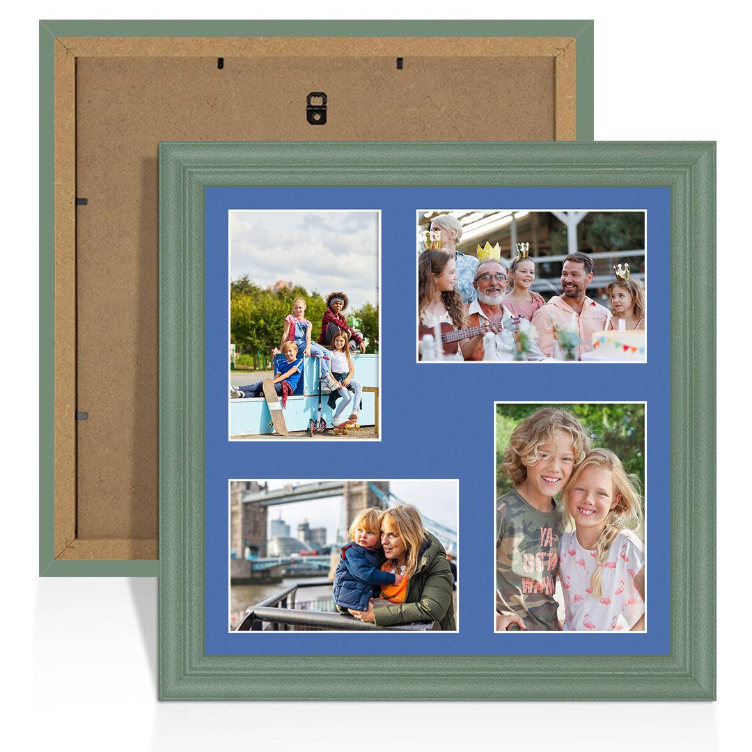 12x12" Green Classic Multi Aperture Photo Frame - Fits 6x4" (x4) Photos | Collage Frame