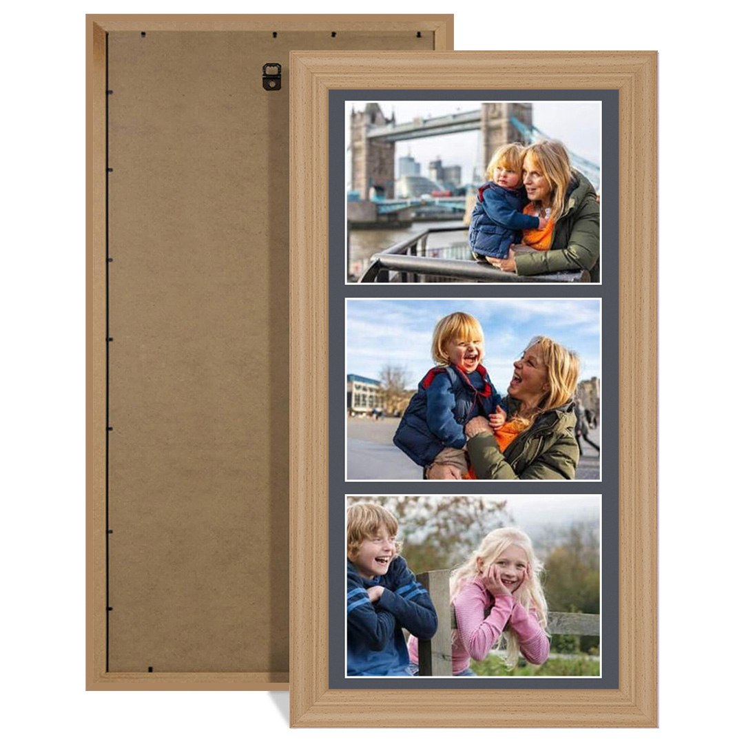 16x8" Country Pine Classic Multi Aperture Photo Frame - Fits 7x5" (x3) Photos | Collage Frame