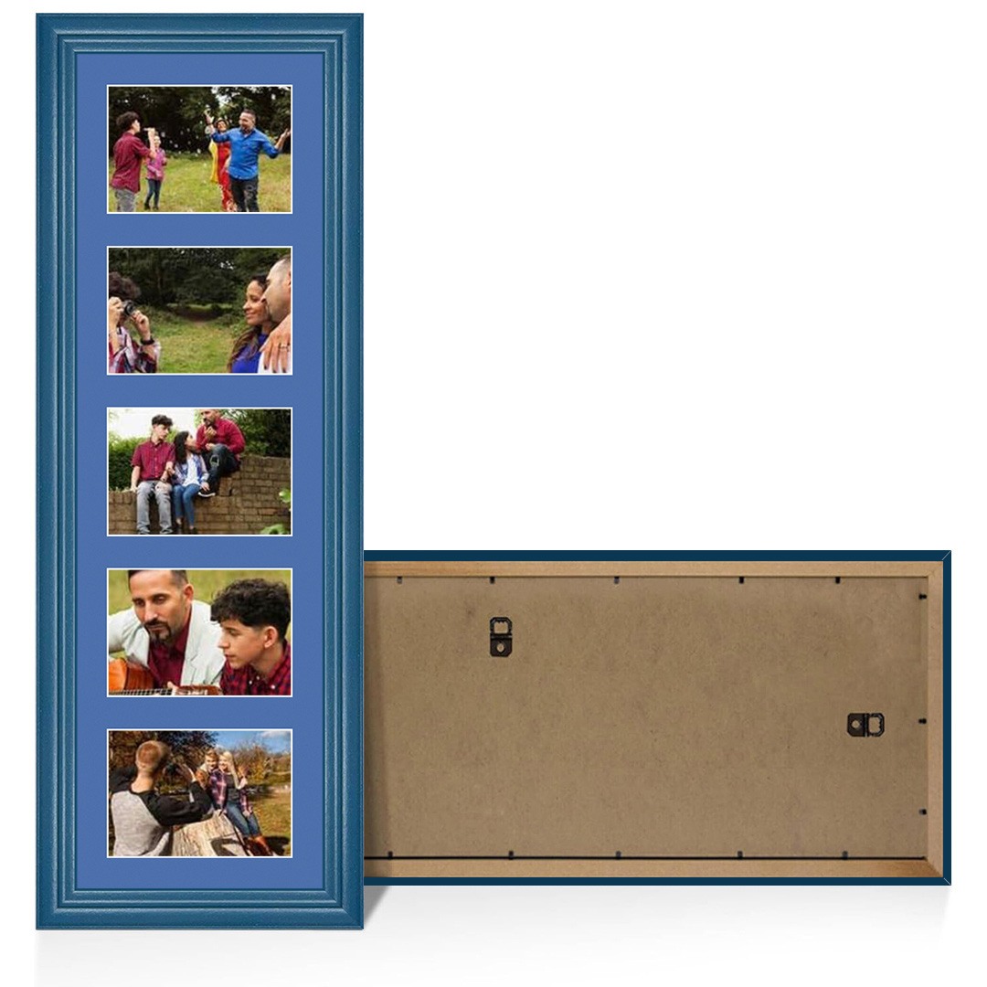 26x8" Classic Navy Blue Multi Aperture Photo Frame - Fits 6x4" (x5) Photos | Collage Frame