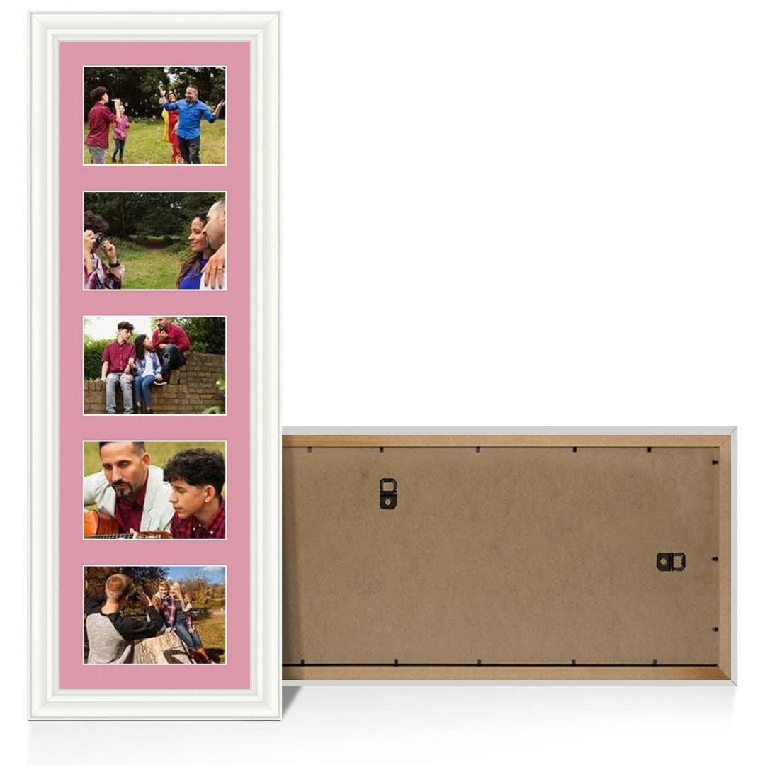 26x8" White Classic Multi Aperture Photo Frame - Fits 6x4" (x5) Photos | Collage Frame