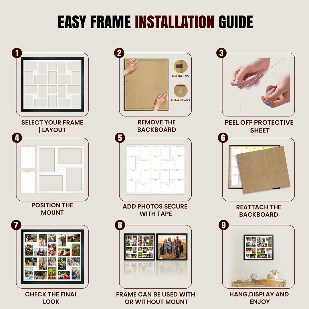 20x14" Navy Blue Classic Multi Aperture Photo Frame - Fits A4 (x2) Photos | Collage Frame thumbnail 6
