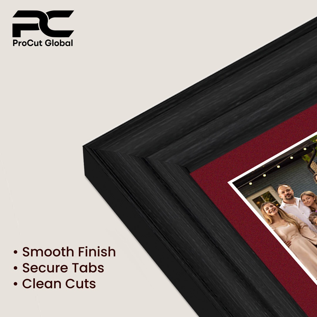 12x12" Black Classic Multi Aperture Photo Frame Holds 6x4" (x4) Photos With Burgundy Mount | Modern Collage Frame thumbnail 7