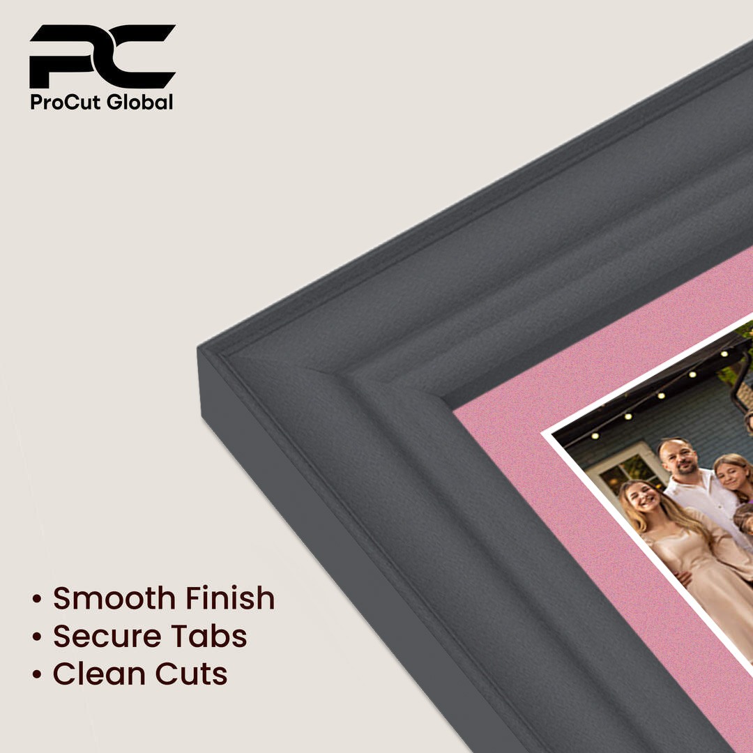 16x8" Dark Grey Classic Multi Aperture Photo Frame Holds 7x5" (x3) Photos With Dusty Rose Mount | Modern Collage Frame thumbnail 7