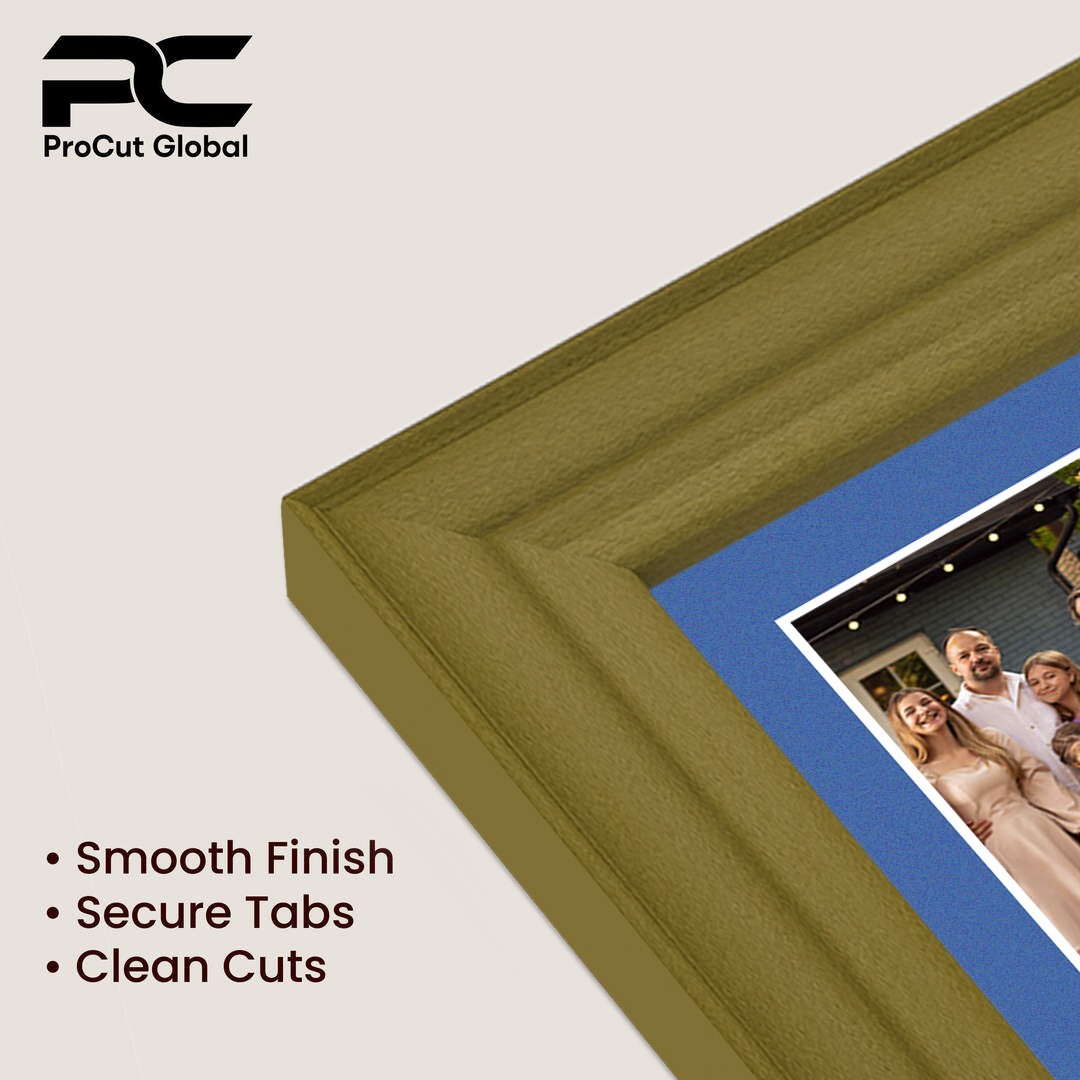16x8" Gold Classic Multi Aperture Photo Frame Holds 7x5" (x3) Photos With Pacific Blue Mount | Modern Collage Frame thumbnail 7
