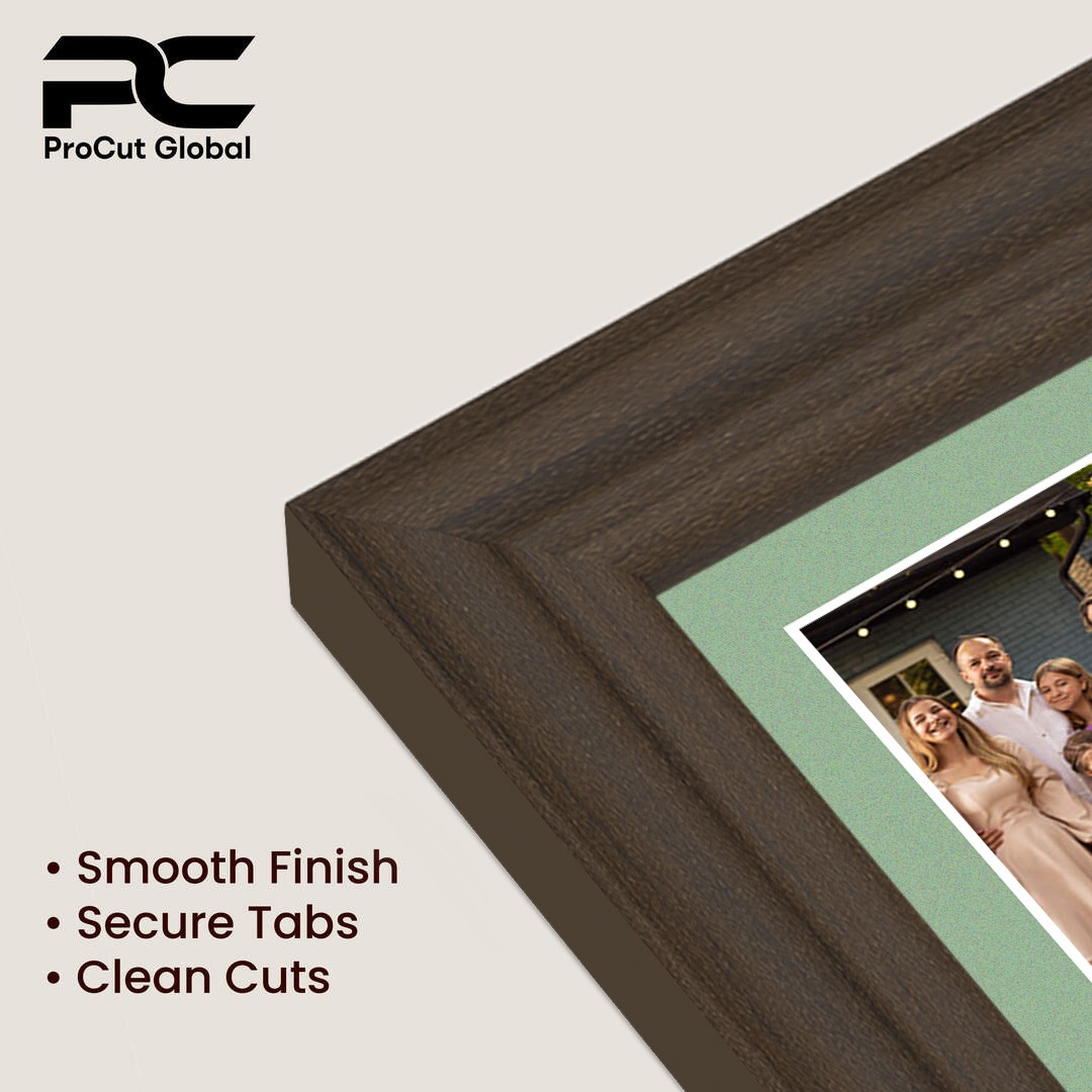 16x8" Walnut Classic Multi Aperture Photo Frame Holds 7x5" (x3) Photos With Sage Green Mount | Modern Collage Frame thumbnail 7