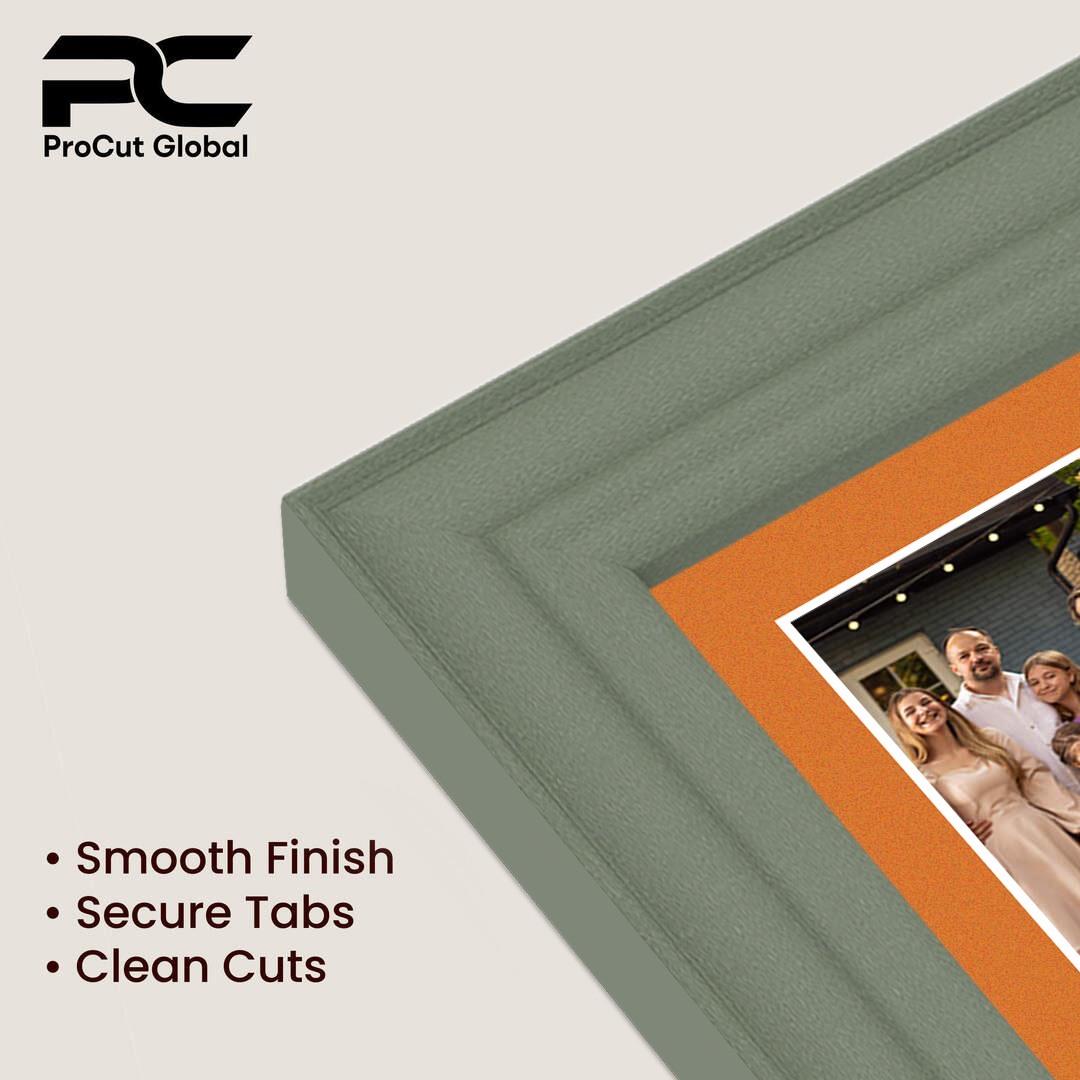 26x8" Green Classic Multi Aperture Photo Frame Holds 6x4" (x5) Photos With Burnt Orange Mount | Modern Collage Frame thumbnail 7