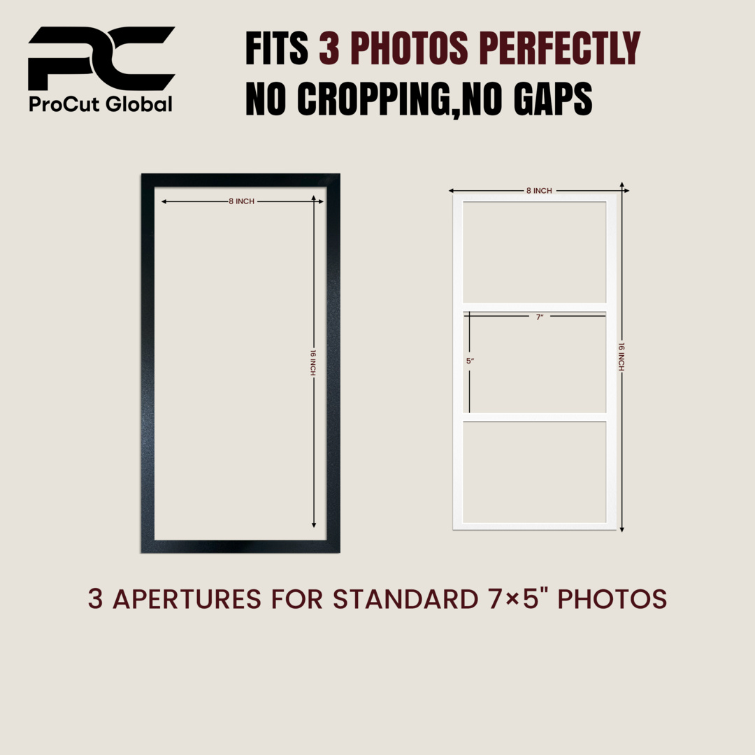 16x8" Purple Sleek Multi Aperture Photo Frame Holds 7x5" (x3) Photos With Antique White Mount | Modern Collage Frame thumbnail 3