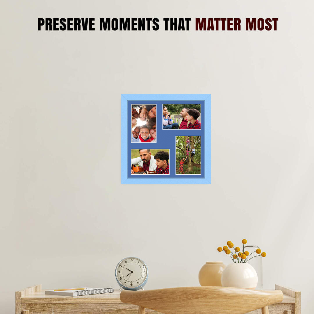 12x12" Sleek Baby Blue Multi Aperture Photo Frame - Fits 6x4" (x4) Photos | Collage Frame thumbnail 2