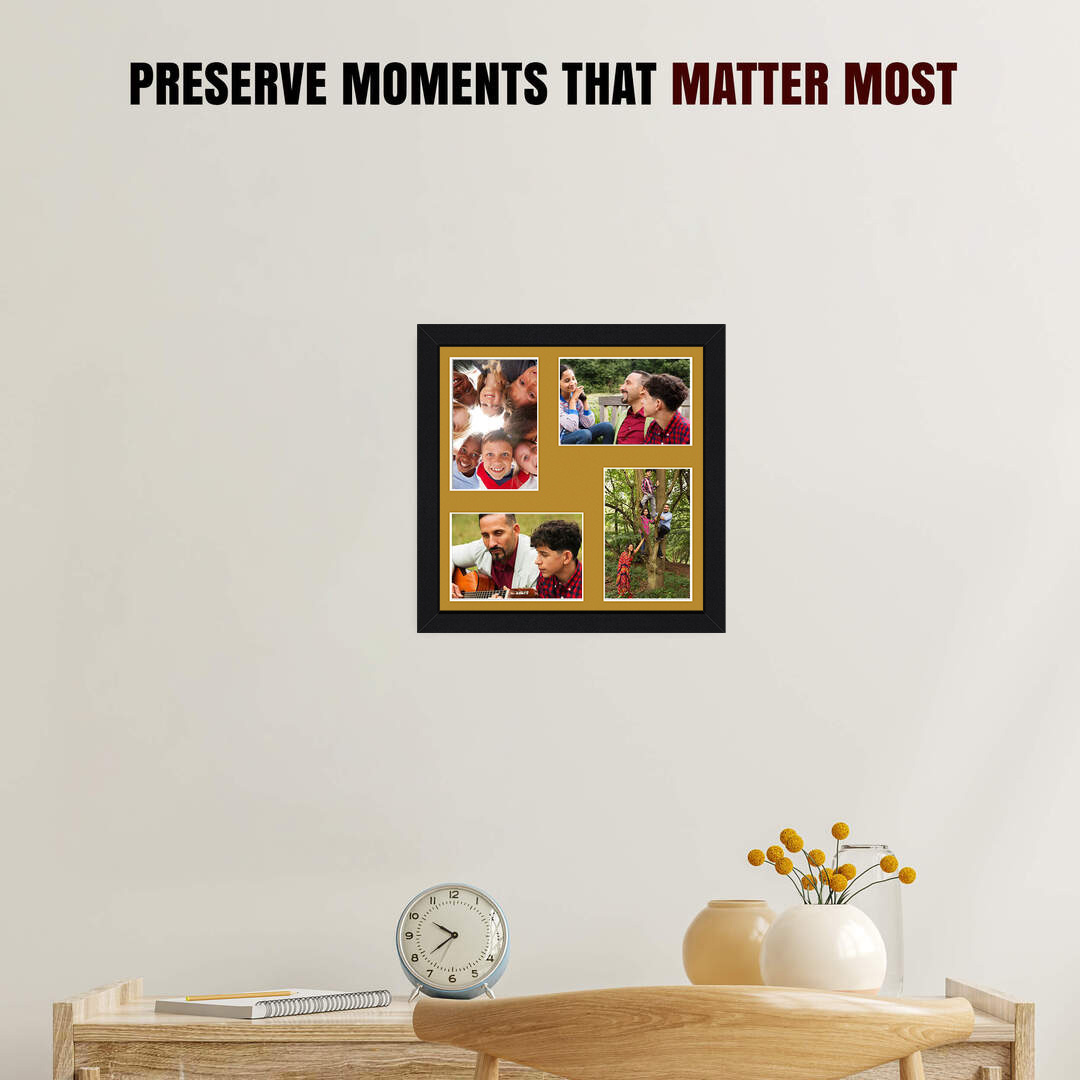 12x12" Sleek Black Multi Aperture Photo Frame - Fits 6x4" (x4) Photos | Collage Frame thumbnail 2