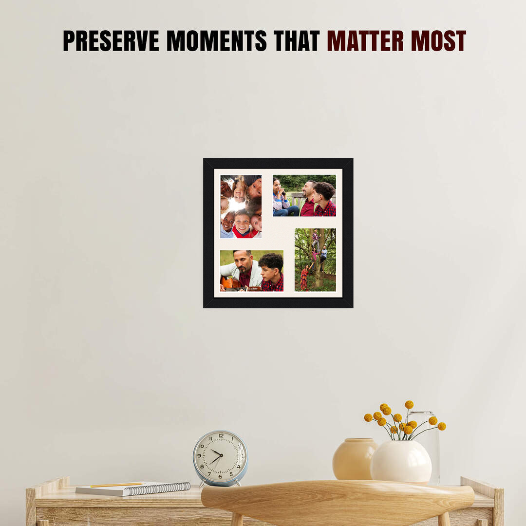 12x12" Black Sleek Multi Aperture Photo Frame - Fits 6x4" (x4) Photos | Collage Frame thumbnail 2
