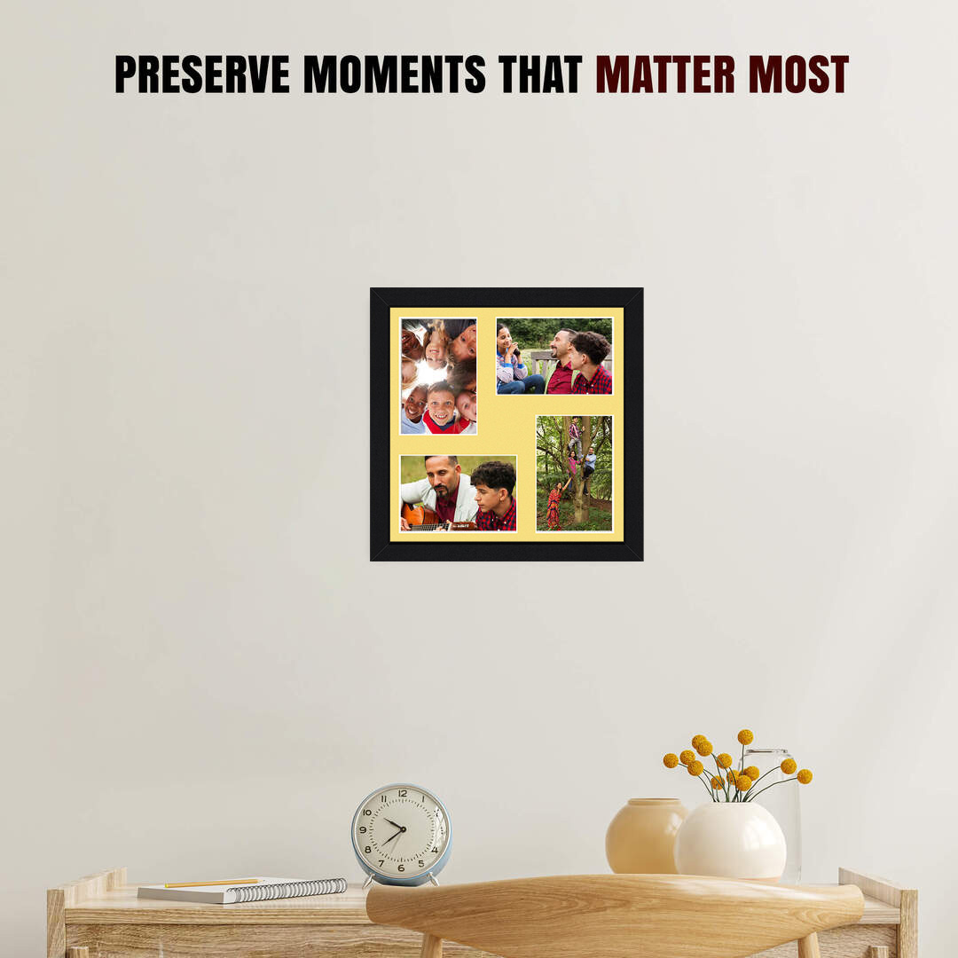 12x12" Black Sleek Multi Aperture Photo Frame - Fits 6x4" (x4) Photos | Collage Frame thumbnail 2
