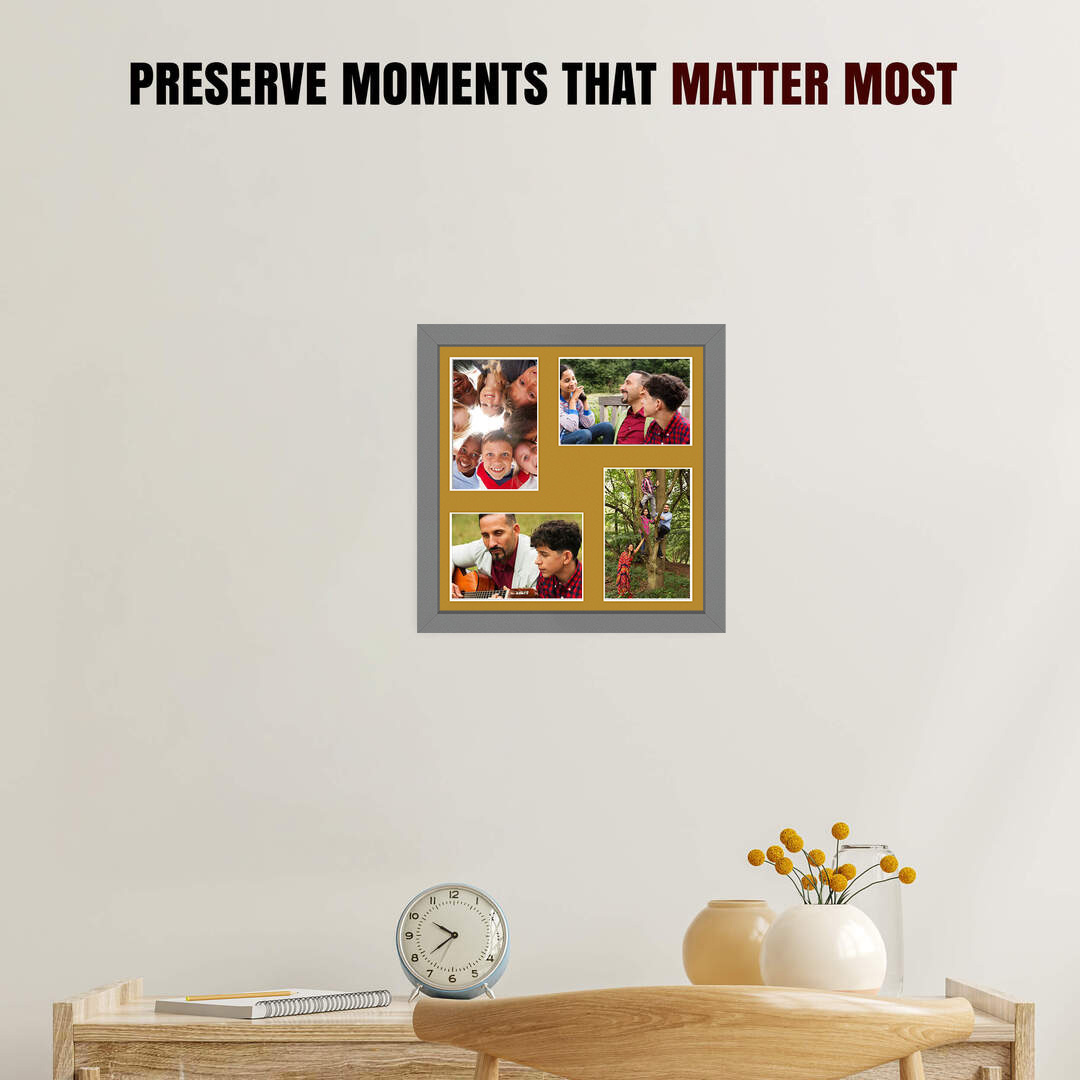 12x12" Sleek Dark Grey Multi Aperture Photo Frame - Fits 6x4" (x4) Photos | Collage Frame thumbnail 2
