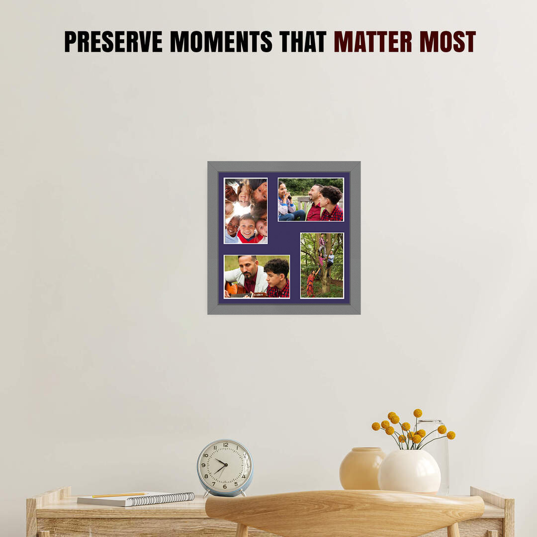 12x12" Dark Grey Sleek Multi Aperture Photo Frame - Fits 6x4" (x4) Photos | Collage Frame thumbnail 2