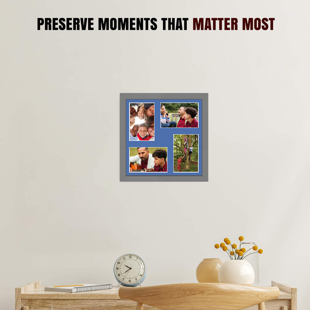 12x12" Sleek Dark Grey Multi Aperture Photo Frame - Fits 6x4" (x4) Photos | Collage Frame thumbnail 2