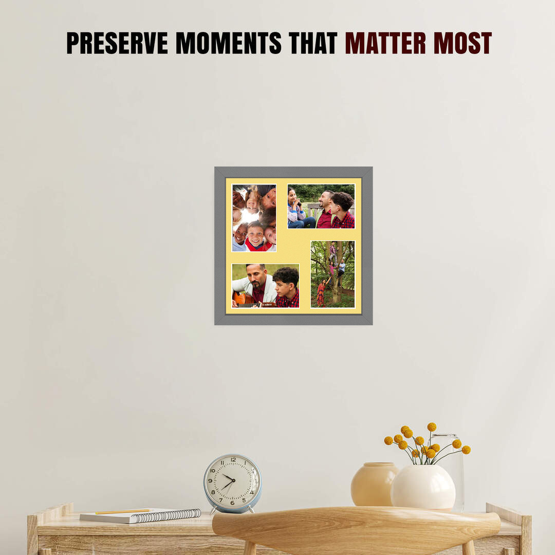 12x12" Sleek Dark Grey Multi Aperture Photo Frame - Fits 6x4" (x4) Photos | Collage Frame thumbnail 2