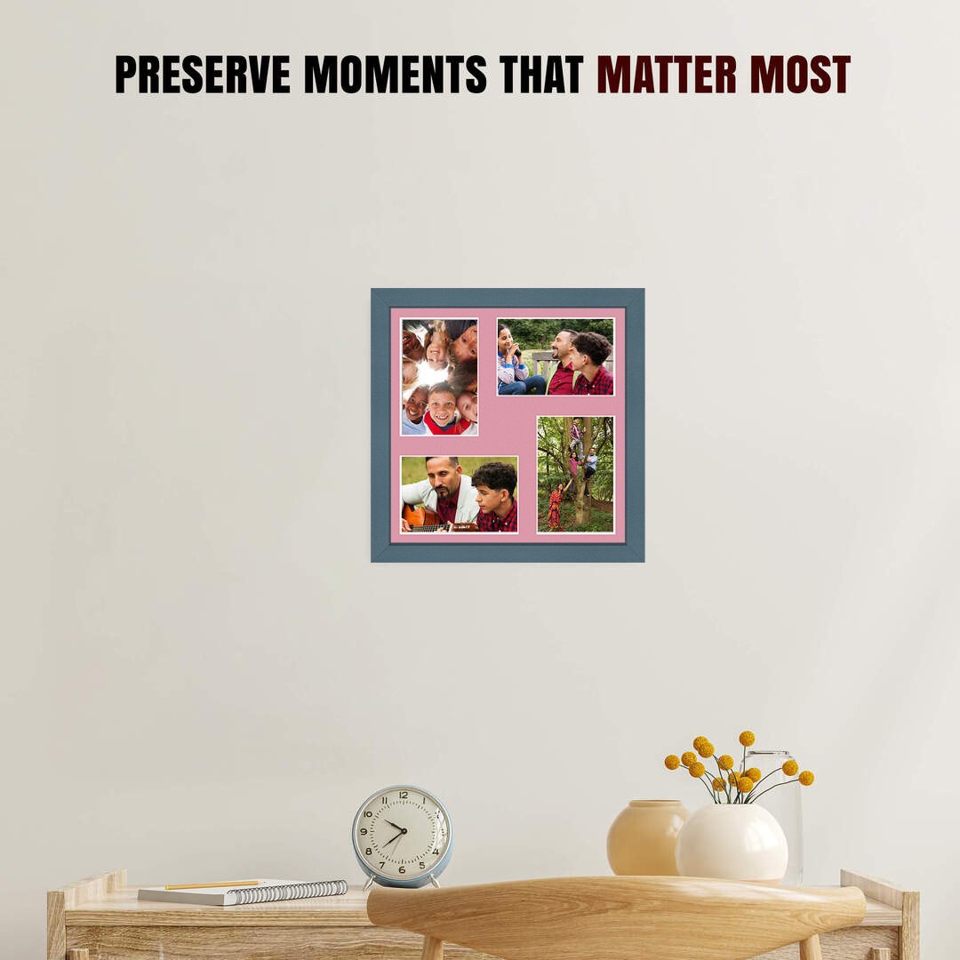 12x12" Sleek Navy Blue Multi Aperture Photo Frame - Fits 6x4" (x4) Photos | Collage Frame thumbnail 2