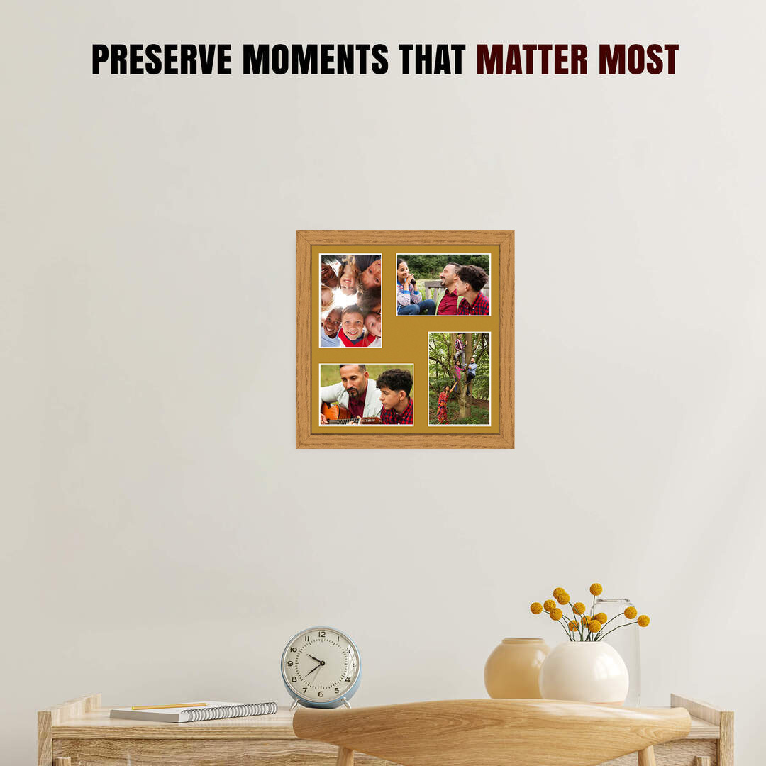 12x12" Sleek Oak Multi Aperture Photo Frame - Fits 6x4" (x4) Photos | Collage Frame thumbnail 2