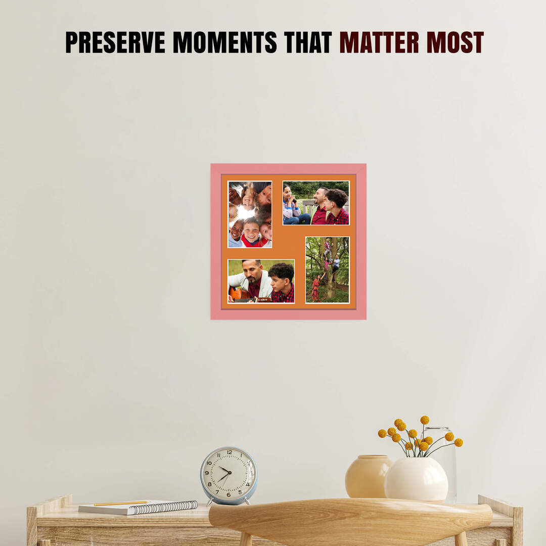 12x12" Sleek Pastel Pink Multi Aperture Photo Frame - Fits 6x4" (x4) Photos | Collage Frame thumbnail 2