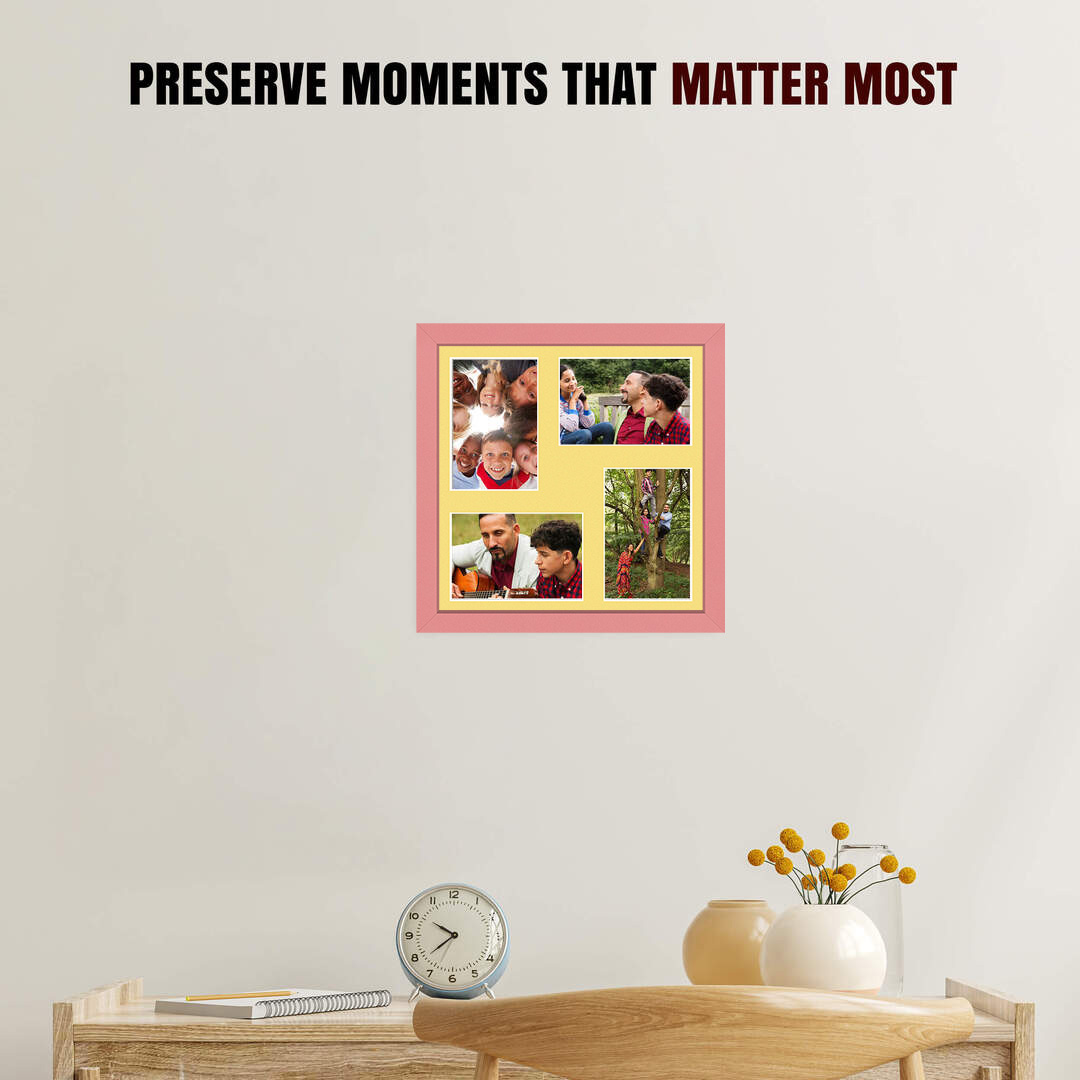 12x12" Pastel Pink Sleek Multi Aperture Photo Frame - Fits 6x4" (x4) Photos | Collage Frame thumbnail 2