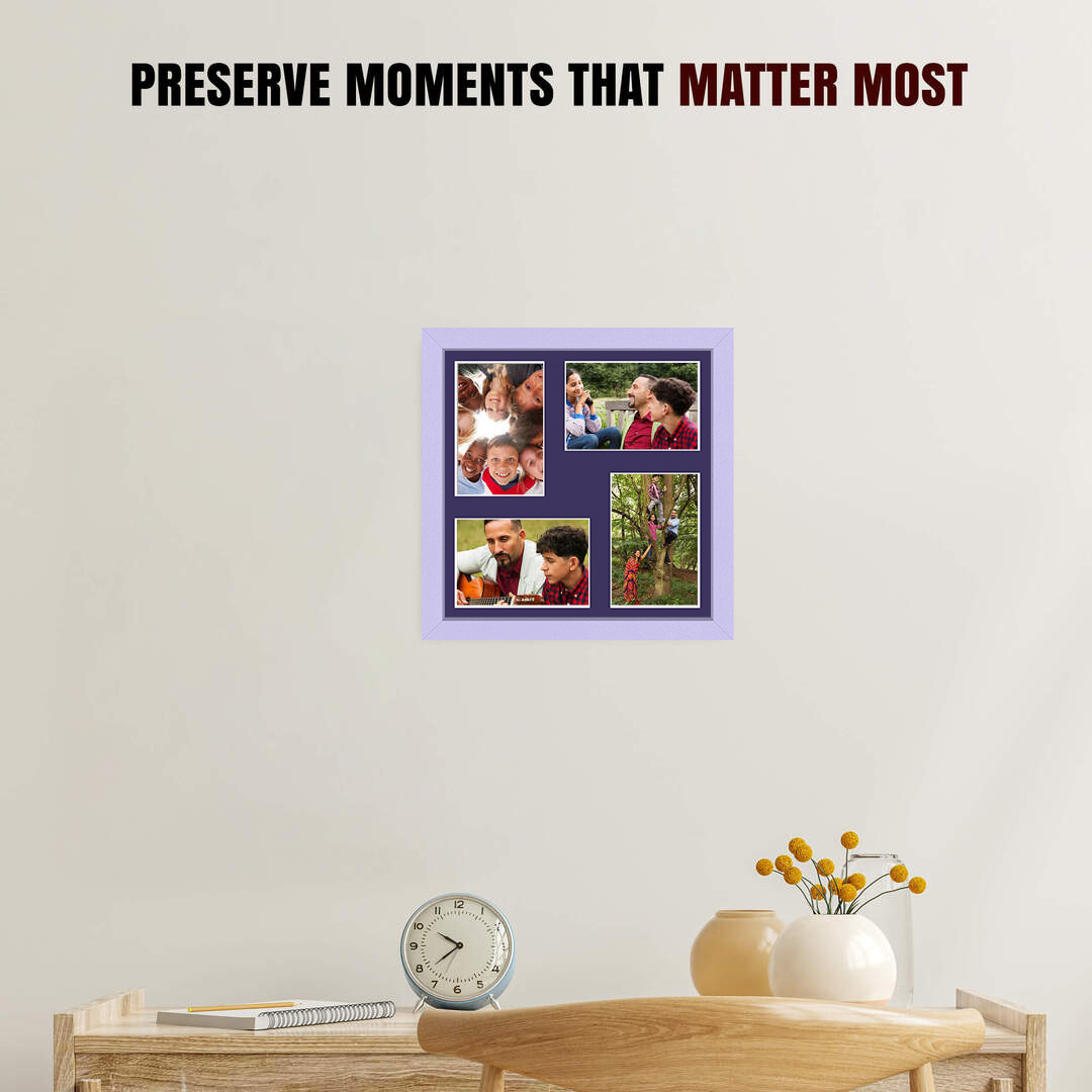 12x12" Purple Sleek Multi Aperture Photo Frame Holds 6x4" (x4) Photos With Damson Mount | Modern Collage Frame thumbnail 2