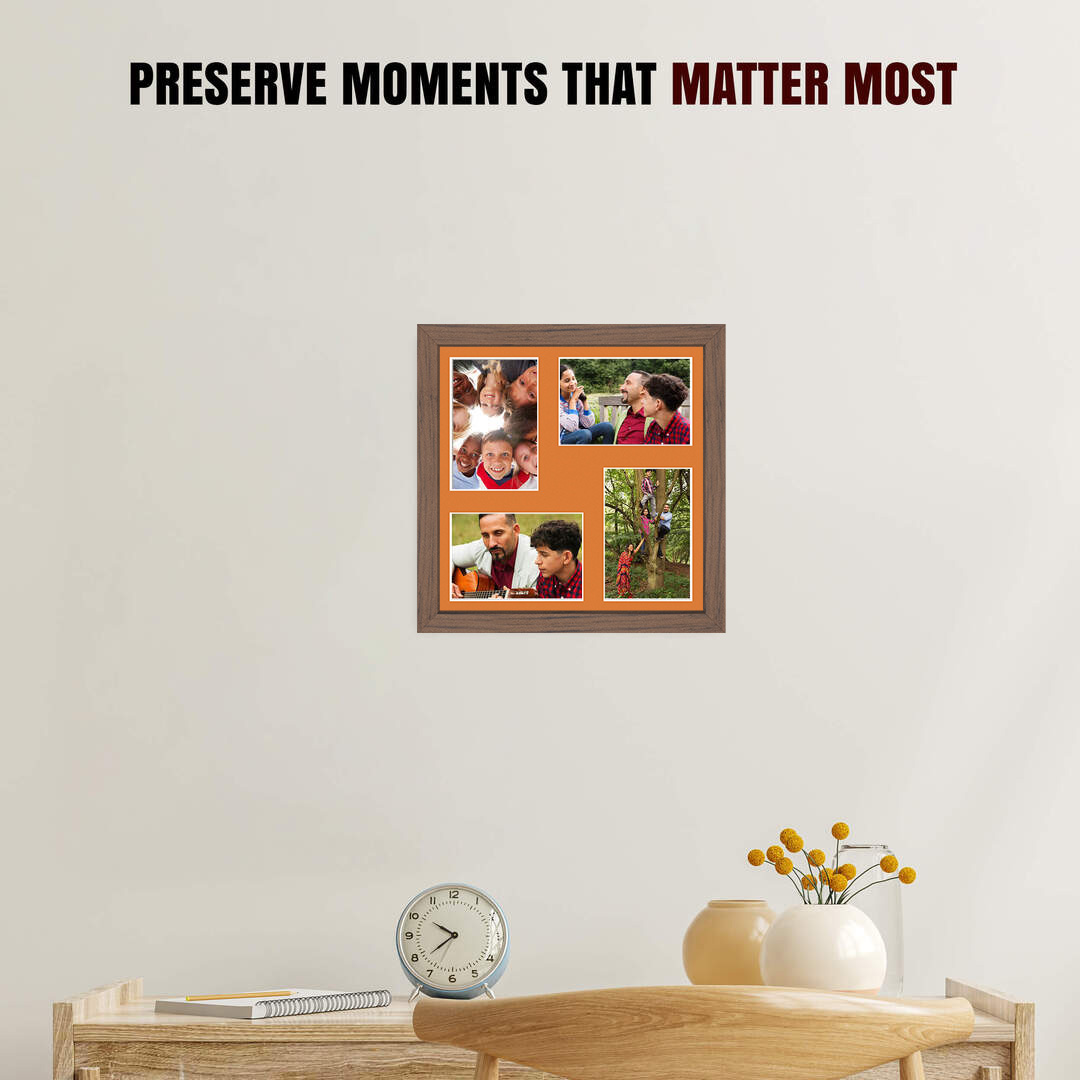 12x12" Sleek Walnut Multi Aperture Photo Frame - Fits 6x4" (x4) Photos | Collage Frame thumbnail 2