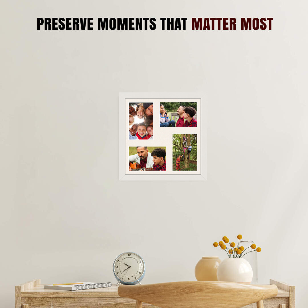 12x12" White Sleek Multi Aperture Photo Frame - Fits 6x4" (x4) Photos | Collage Frame thumbnail 2