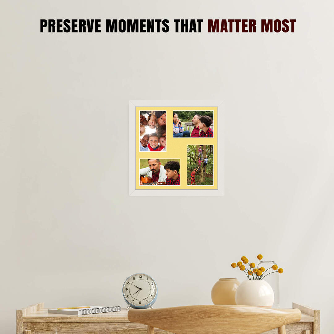 12x12" Sleek White Multi Aperture Photo Frame - Fits 6x4" (x4) Photos | Collage Frame thumbnail 2