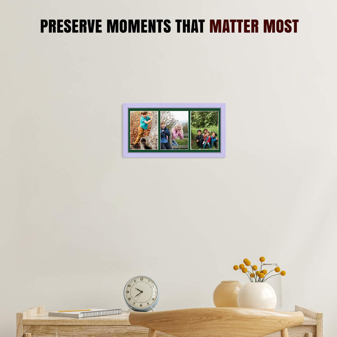 16x8" Purple Sleek Multi Aperture Photo Frame - Fits 7x5" (x3) Photos | Collage Frame thumbnail 2