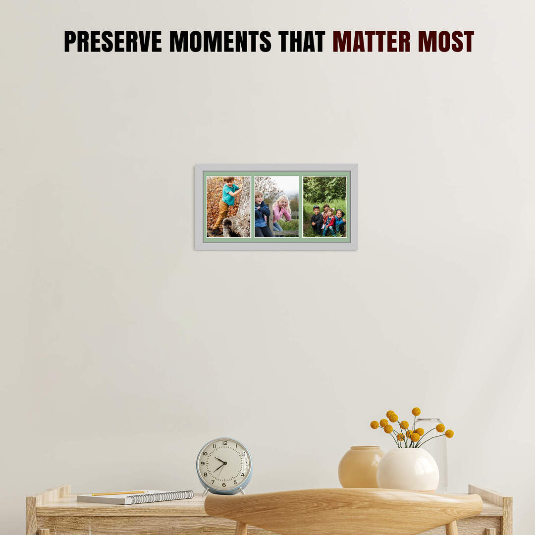 16x8" Silver Sleek Multi Aperture Photo Frame - Fits 7x5" (x3) Photos | Collage Frame thumbnail 2