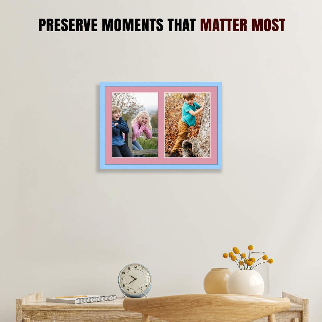 20x14" Sleek Baby Blue Multi Aperture Photo Frame - Fits A4 (x2) Photos | Collage Frame thumbnail 2