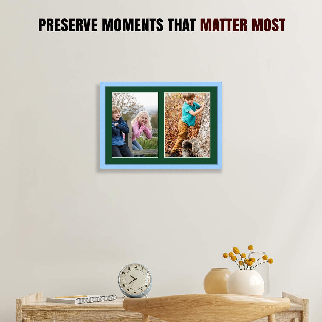 20x14" Baby Blue Sleek Multi Aperture Photo Frame - Fits A4 (x2) Photos | Collage Frame thumbnail 2