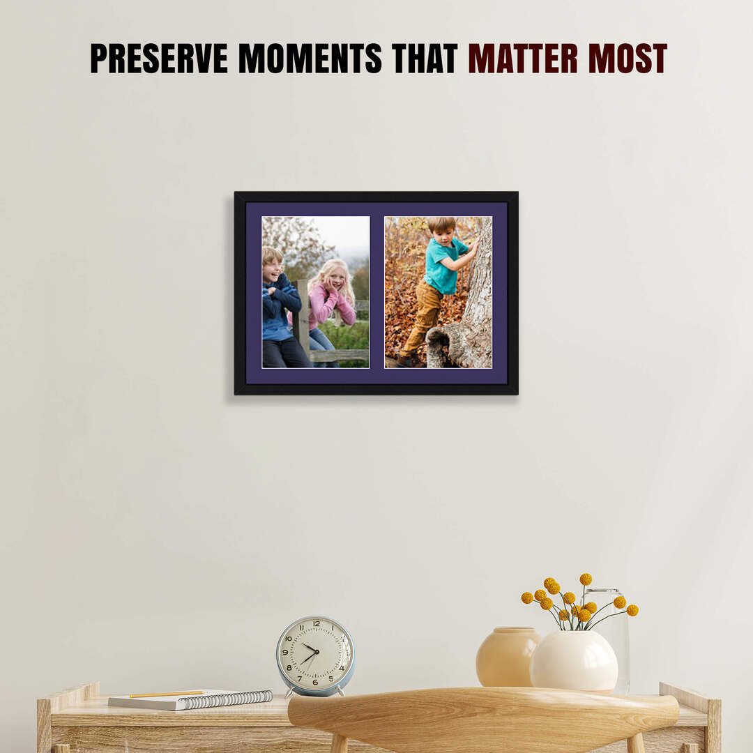 20x14" Black Sleek Multi Aperture Photo Frame - Fits A4 (x2) Photos | Collage Frame thumbnail 2