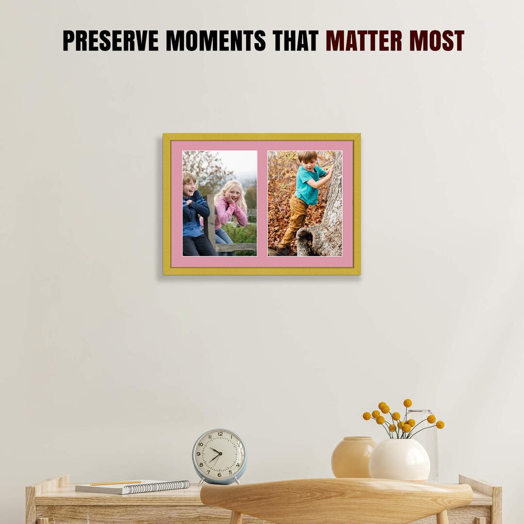 20x14" Gold Sleek Multi Aperture Photo Frame - Fits A4 (x2) Photos | Collage Frame thumbnail 2