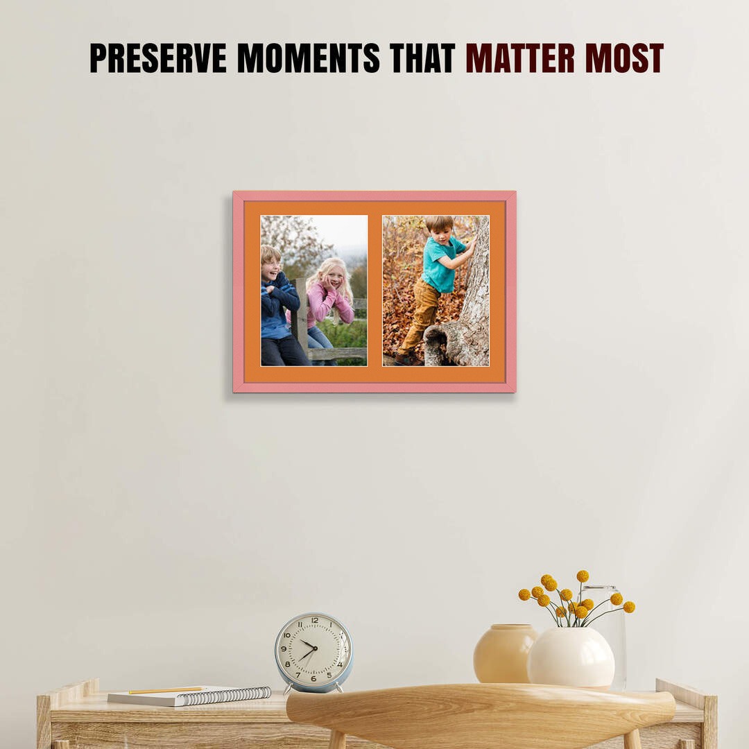 20x14" Sleek Pastel Pink Multi Aperture Photo Frame - Fits A4 (x2) Photos | Collage Frame thumbnail 2