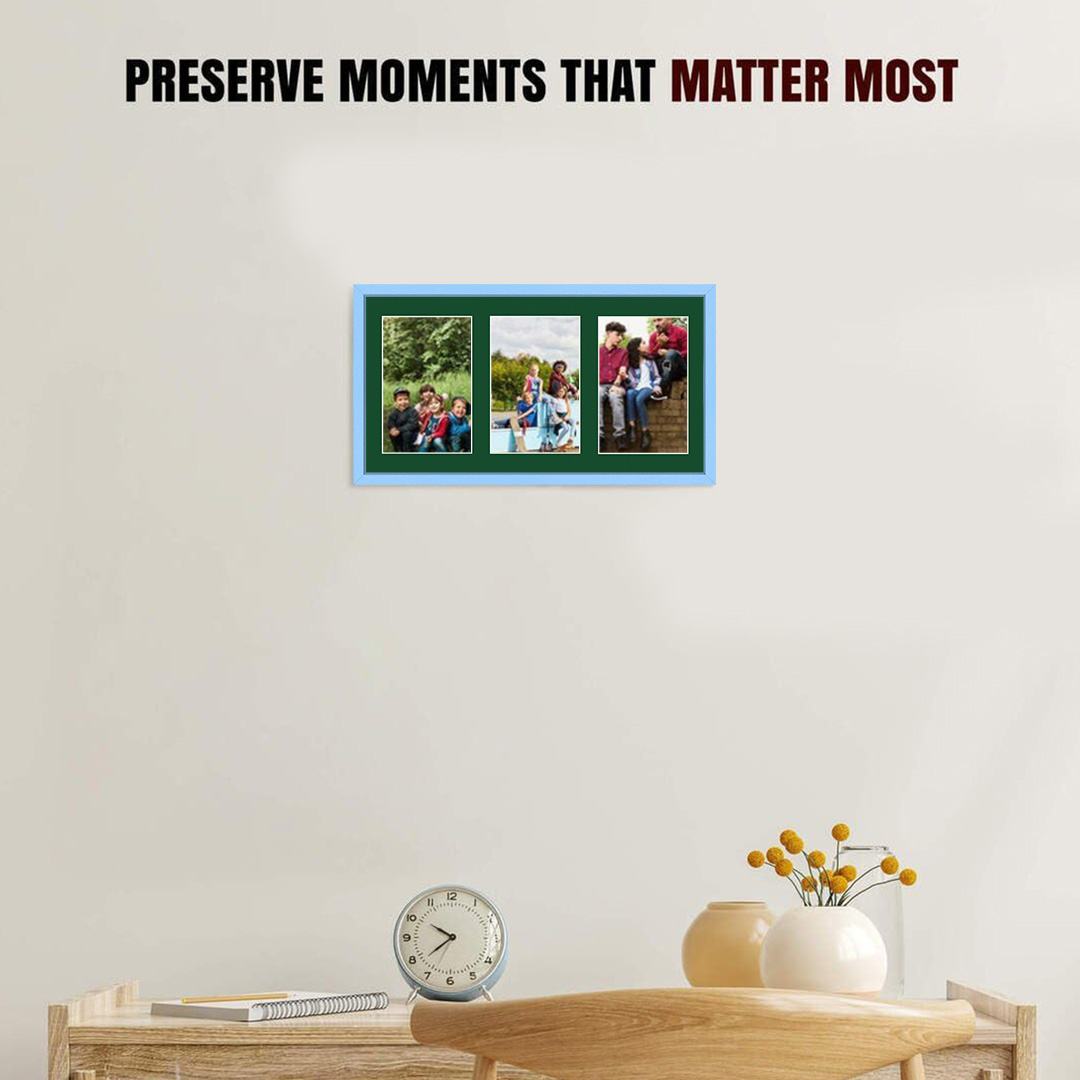 40x20cm Baby Blue Sleek Multi Aperture Photo Frame - Fits 6x4" (x3) Photos | Collage Frame thumbnail 2
