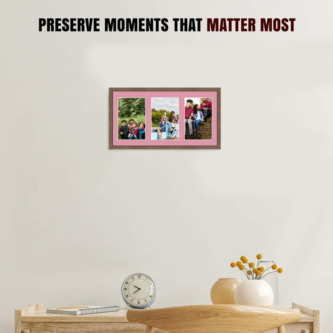 40x20cm Walnut Sleek Multi Aperture Photo Frame - Fits 6x4" (x3) Photos | Collage Frame thumbnail 2