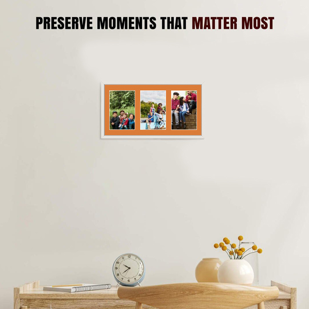 40x20cm White Sleek Multi Aperture Photo Frame - Fits 6x4" (x3) Photos | Collage Frame thumbnail 2